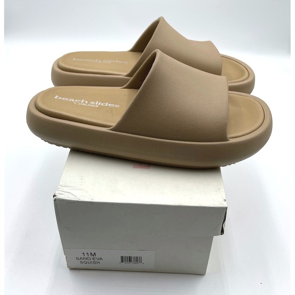 J Slides Beach Slides Squish Platform Sandal Womens Tan Nude Foam Slide Size 11
